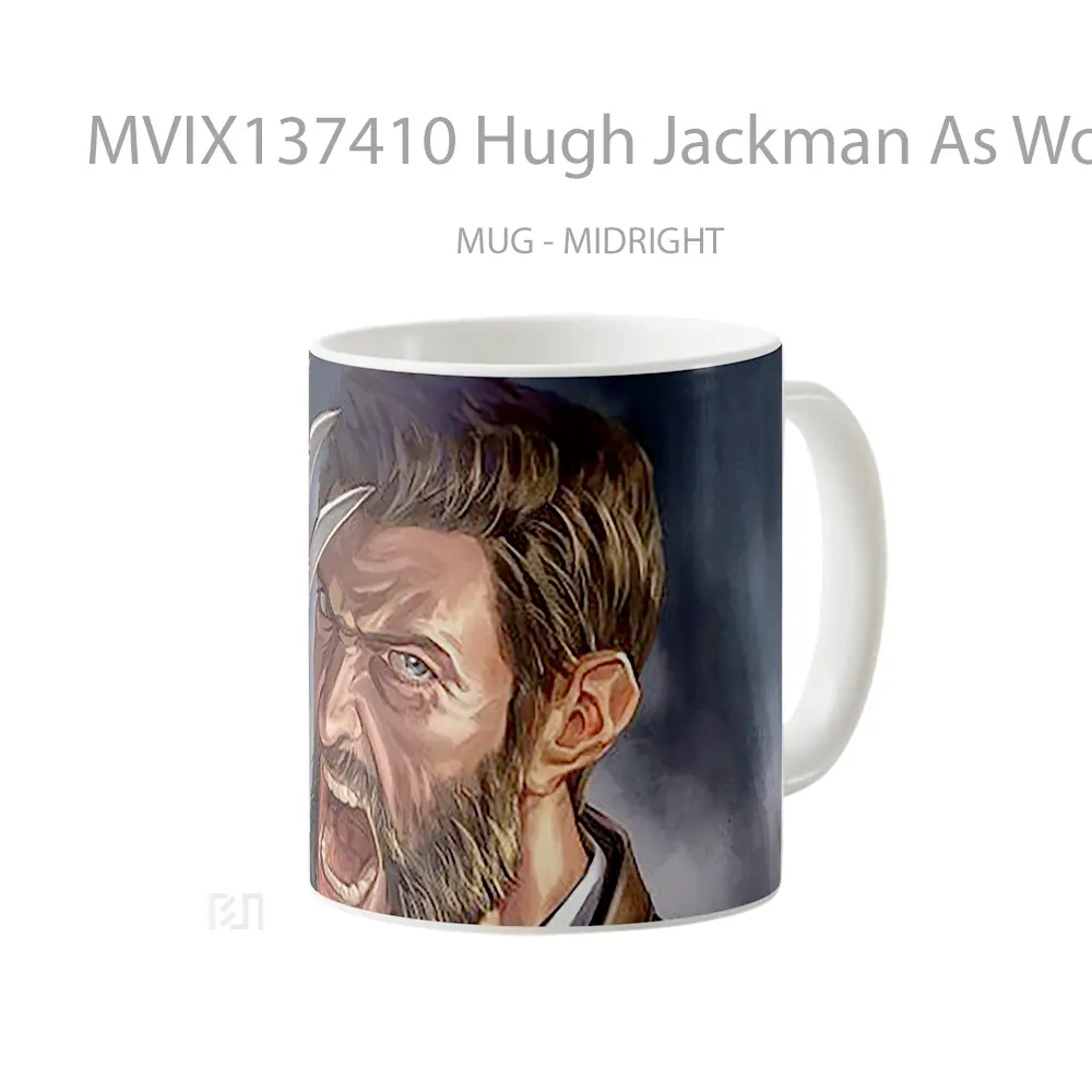 Mug Hugh Jackman As Wolverine Illustration Gelas Superhero - All-side / Desain