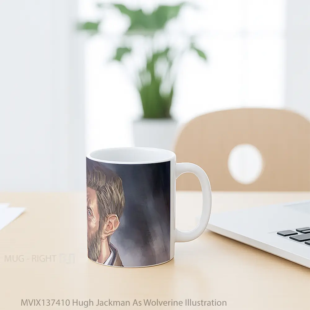 Mug Hugh Jackman As Wolverine Illustration Gelas Superhero - All-side / Desain