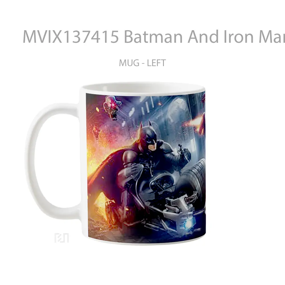 Mug Batman And Iron Man Gelas Superhero - All-side / Desain