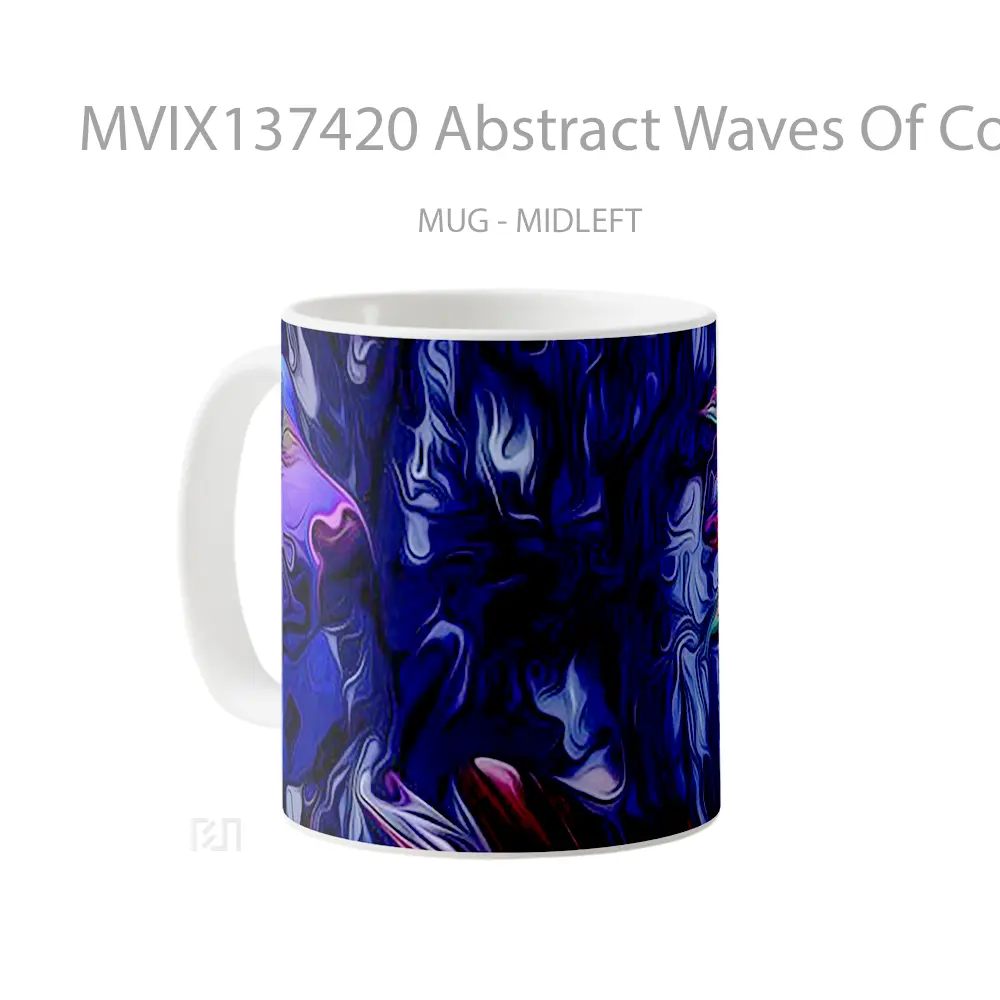 Mug Abstract Waves Of Colors Gelas Seni Modern - All-side / Desain