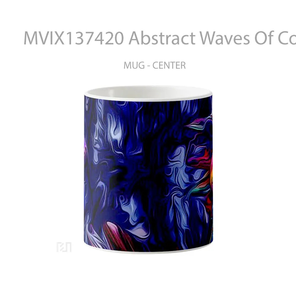 Mug Abstract Waves Of Colors Gelas Seni Modern
