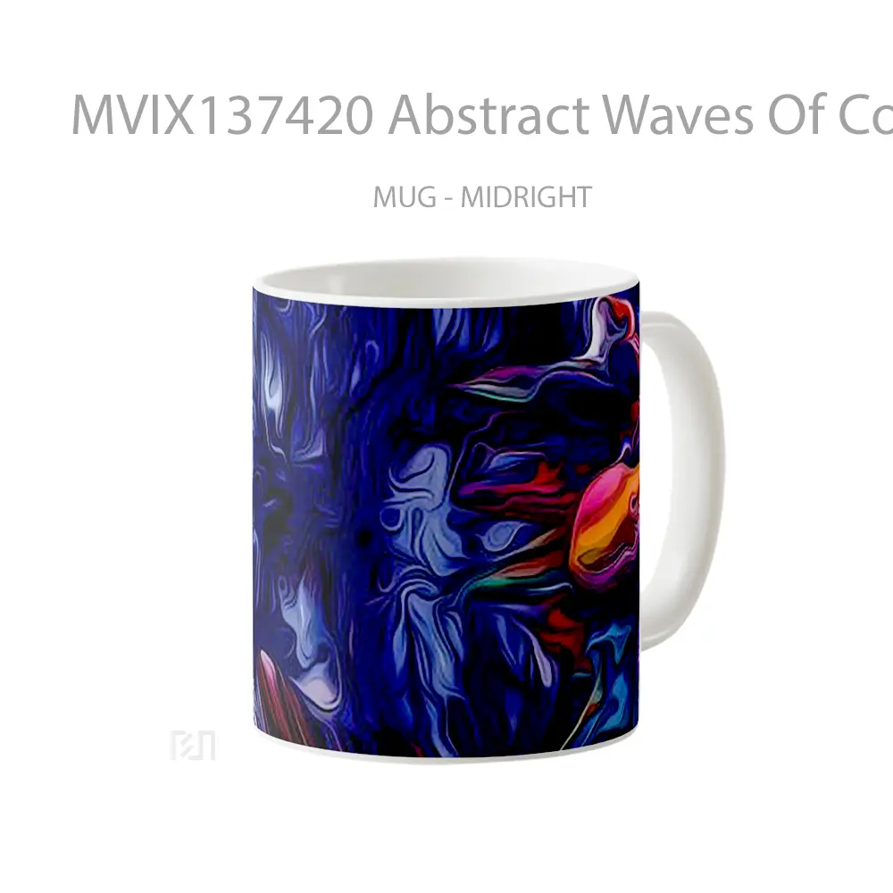 Mug Abstract Waves Of Colors Gelas Seni Modern - All-side / Desain