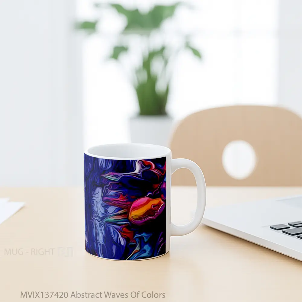 Mug Abstract Waves Of Colors Gelas Seni Modern - All-side / Desain