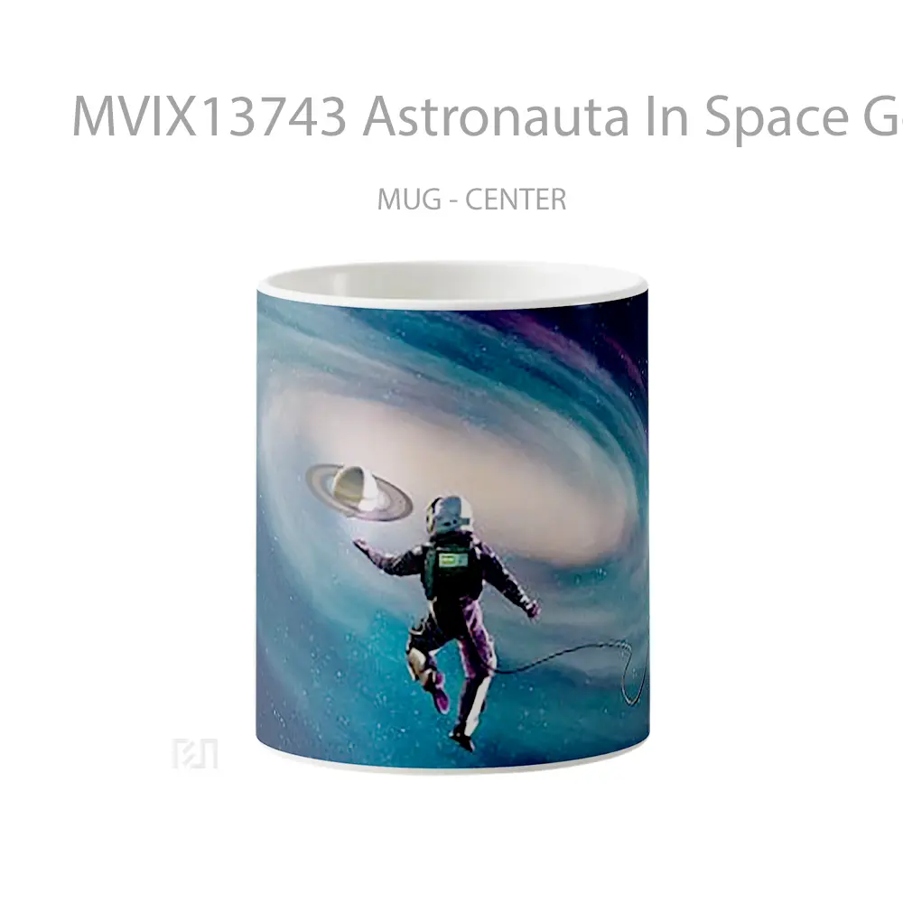 Mug Astronauta In Space Going Towards Planet Gelas Astronomi