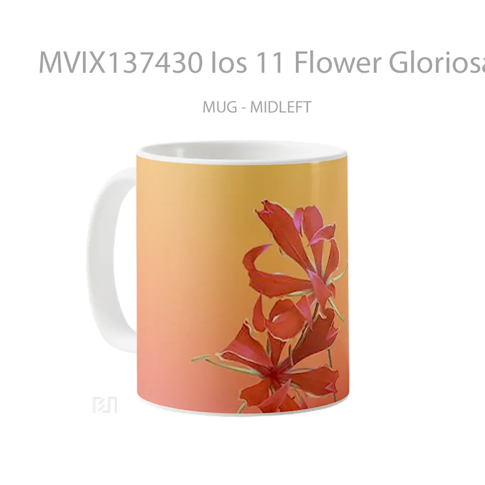 Mug Ios 11 Flower Gloriosa Gelas Pemandangan Alam - All-side / Desain