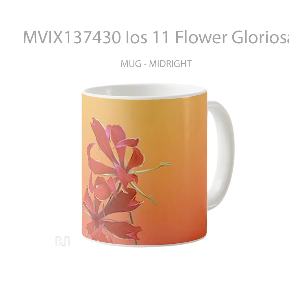 Mug Ios 11 Flower Gloriosa Gelas Pemandangan Alam - All-side / Desain