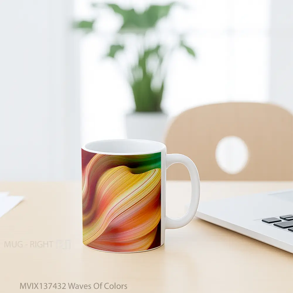 Mug Waves Of Colors Gelas Keramik Unik - All-side / Desain