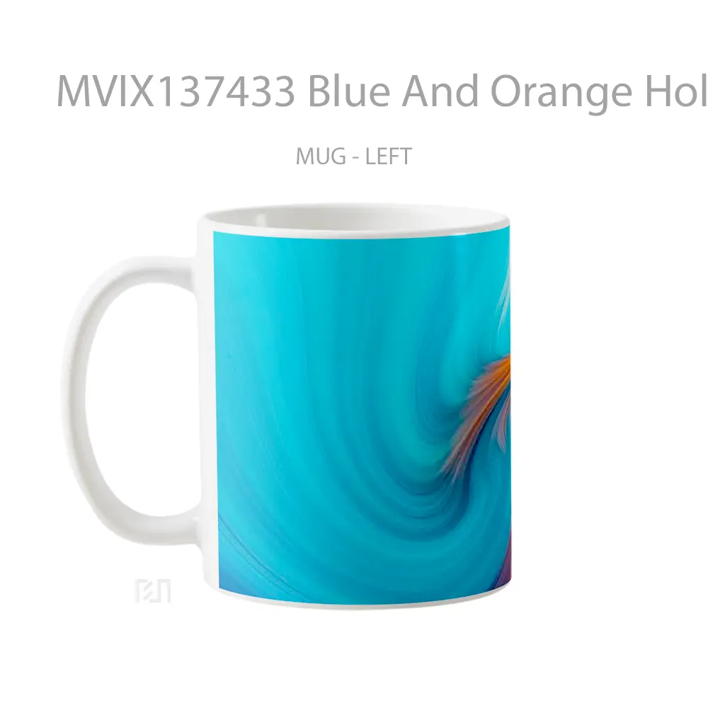 Mug Blue And Orange Hole Gelas Keramik Unik - All-side / Desain