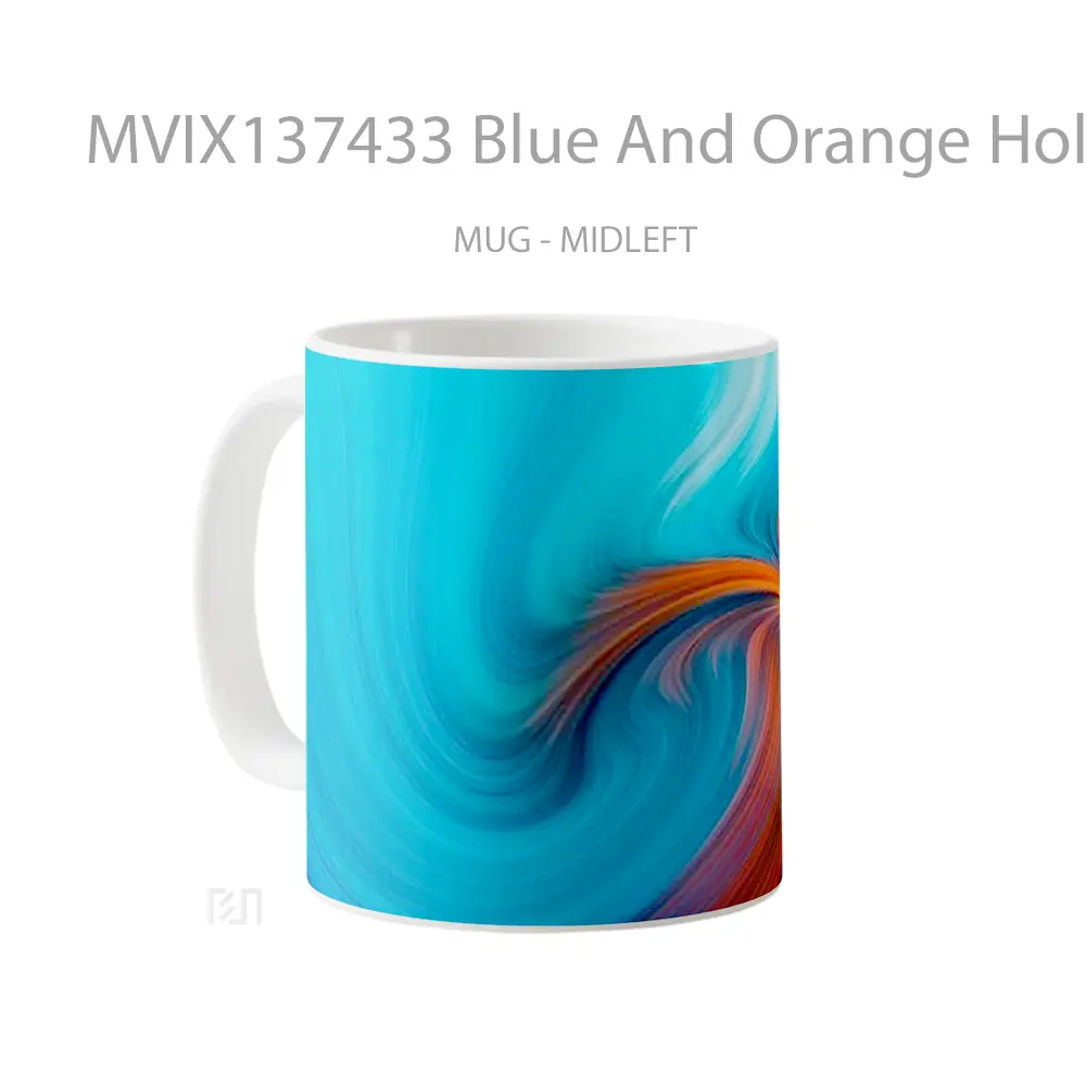 Mug Blue And Orange Hole Gelas Keramik Unik - All-side / Desain