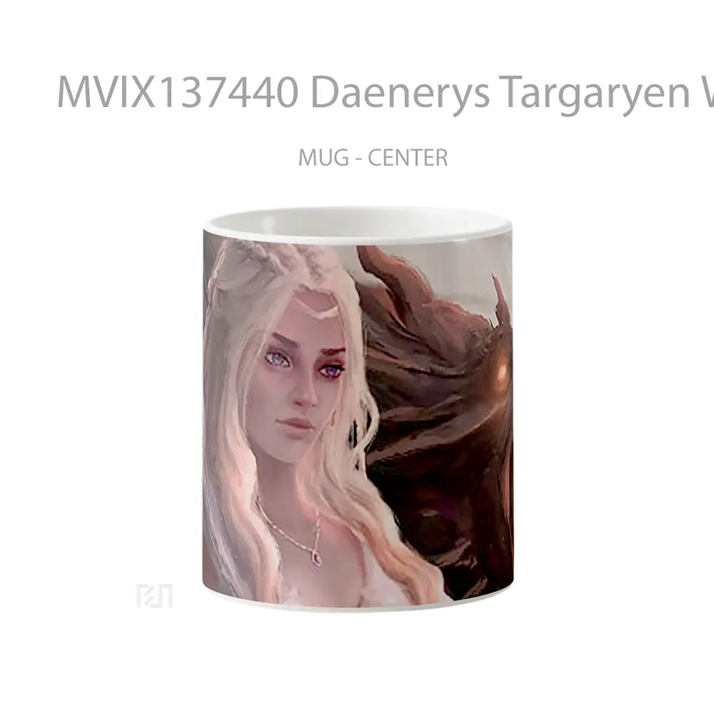 Mug Daenerys Targaryen With Dragon Fanart V2 Gelas Fantasi