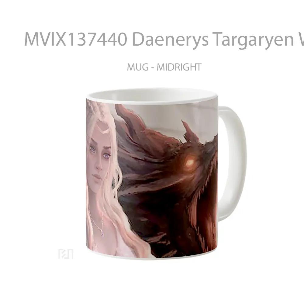 Mug Daenerys Targaryen With Dragon Fanart V2 Gelas Fantasi - All-side / Desain