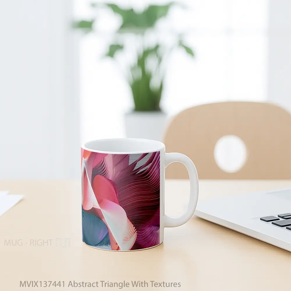 Mug Abstract Triangle With Textures Gelas Seni Modern - All-side / Desain