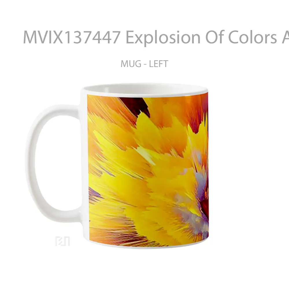 Mug Explosion Of Colors Abstract Gelas Seni Modern - All-side / Desain
