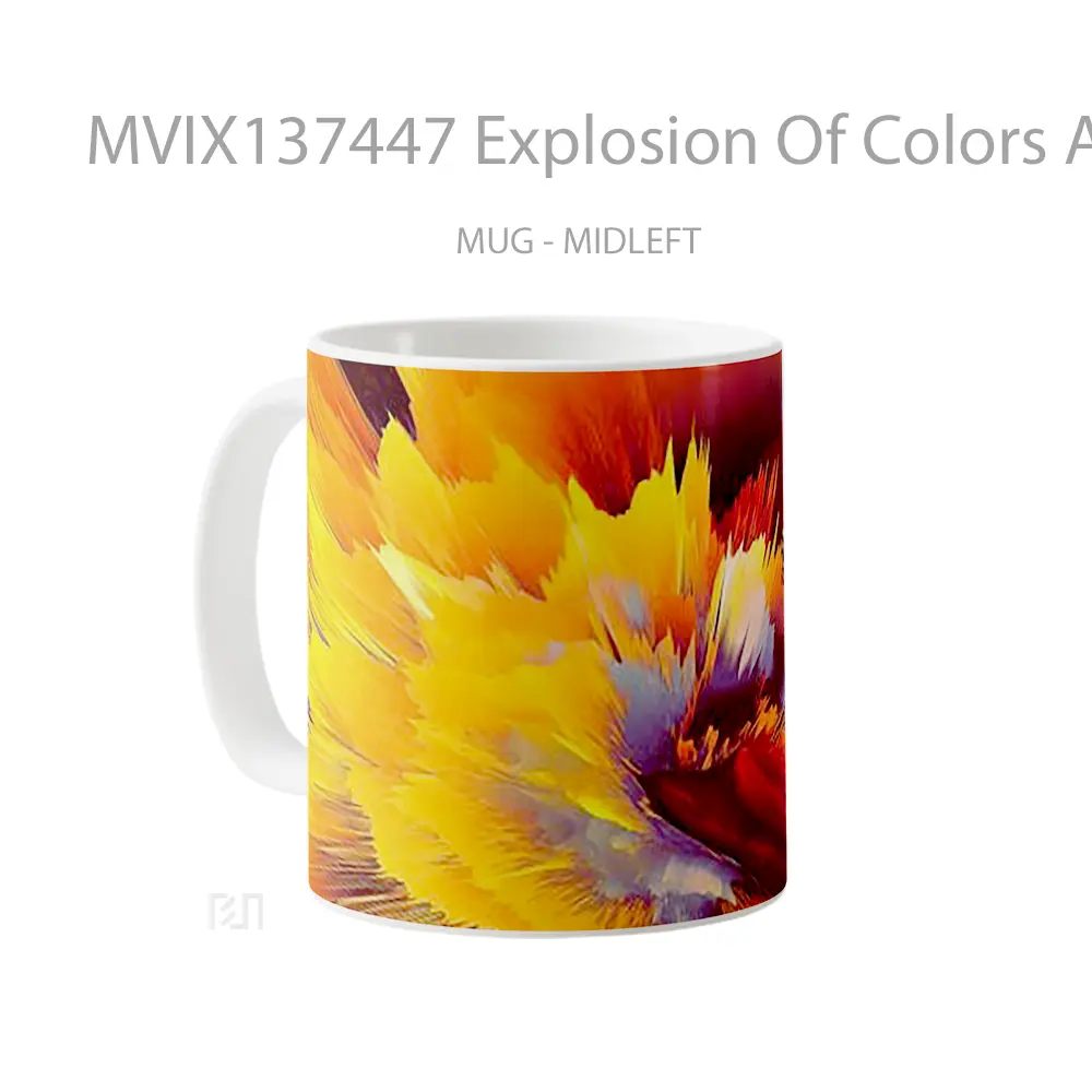 Mug Explosion Of Colors Abstract Gelas Seni Modern - All-side / Desain