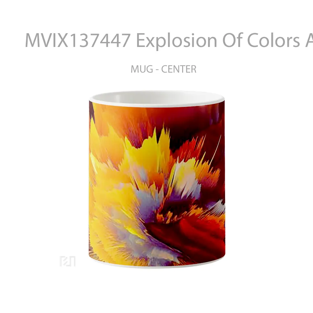 Mug Explosion Of Colors Abstract Gelas Seni Modern