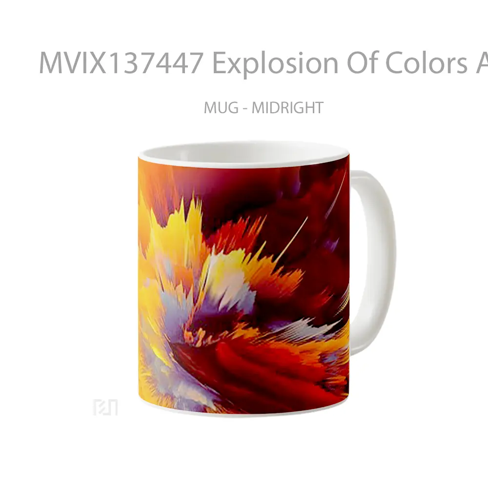 Mug Explosion Of Colors Abstract Gelas Seni Modern - All-side / Desain