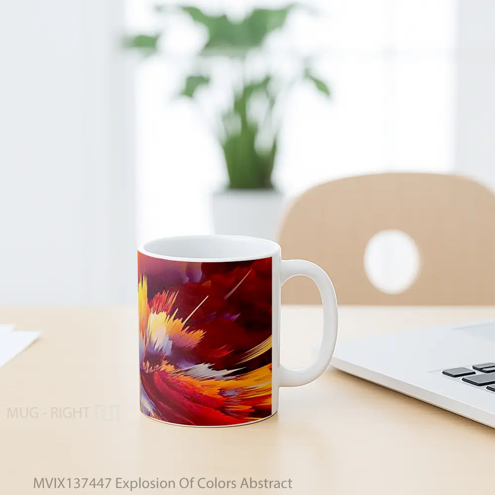 Mug Explosion Of Colors Abstract Gelas Seni Modern - All-side / Desain