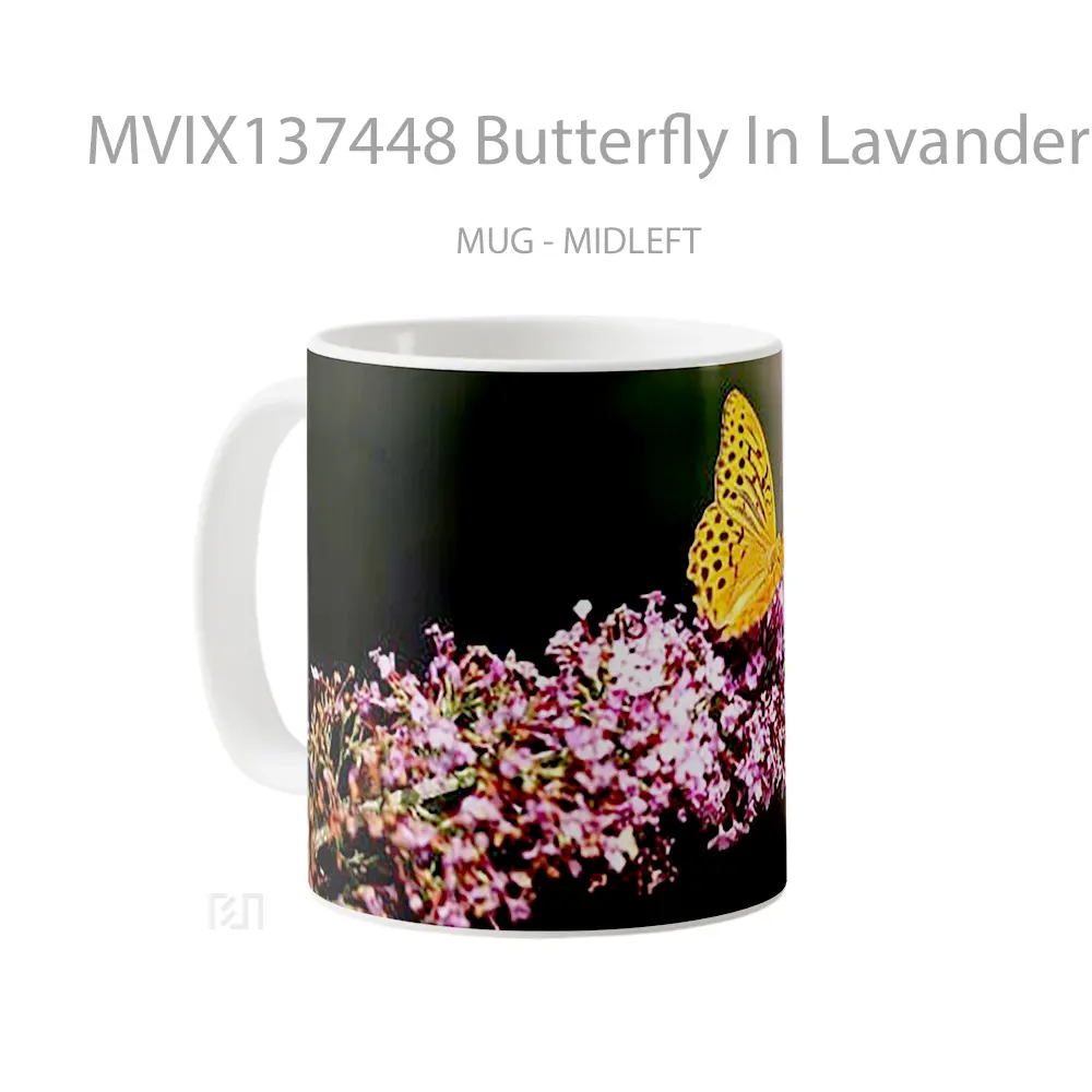 Mug Butterfly In Lavander Gelas Hewan Lucu - All-side / Desain