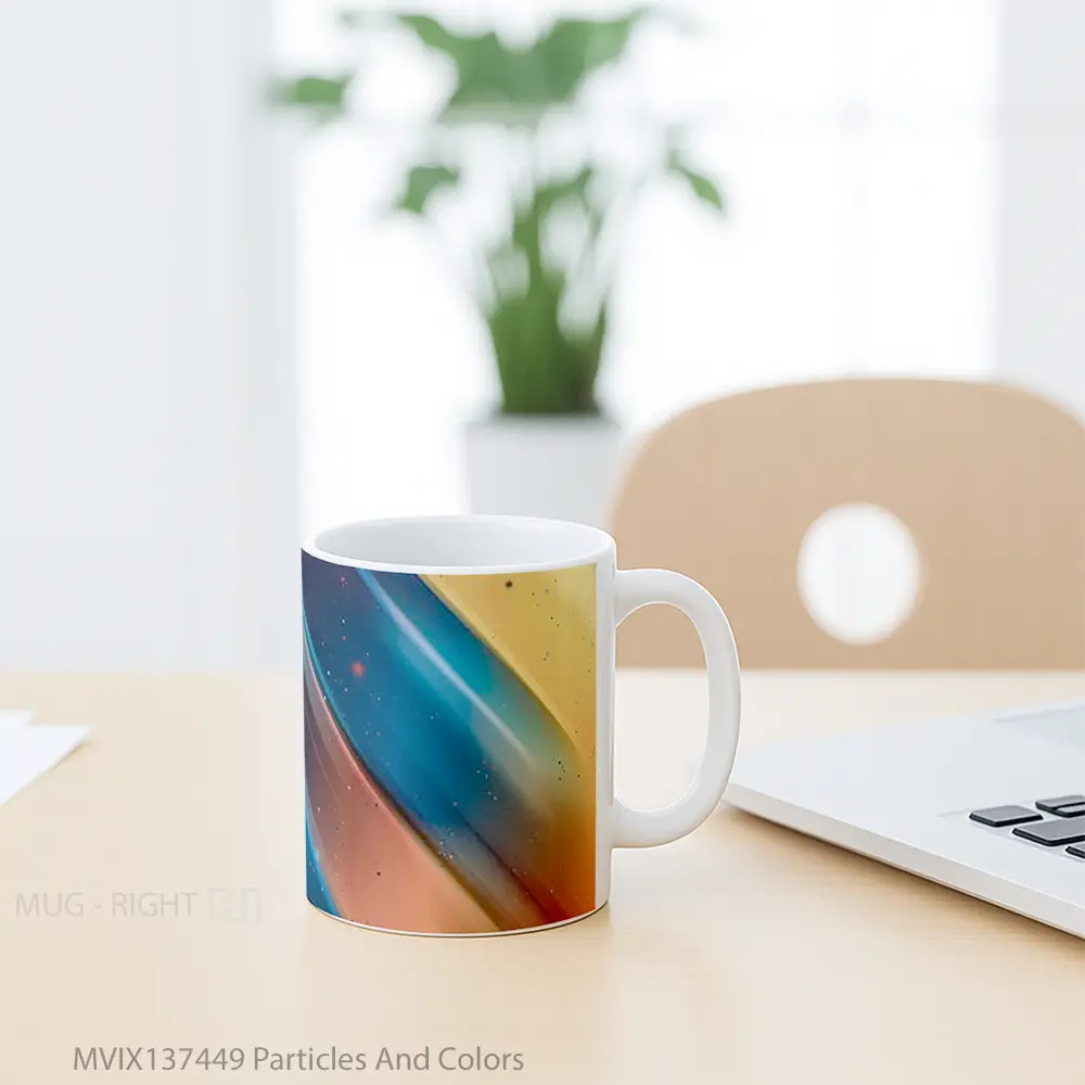 Mug Particles And Colors Gelas Keramik Unik - All-side / Desain