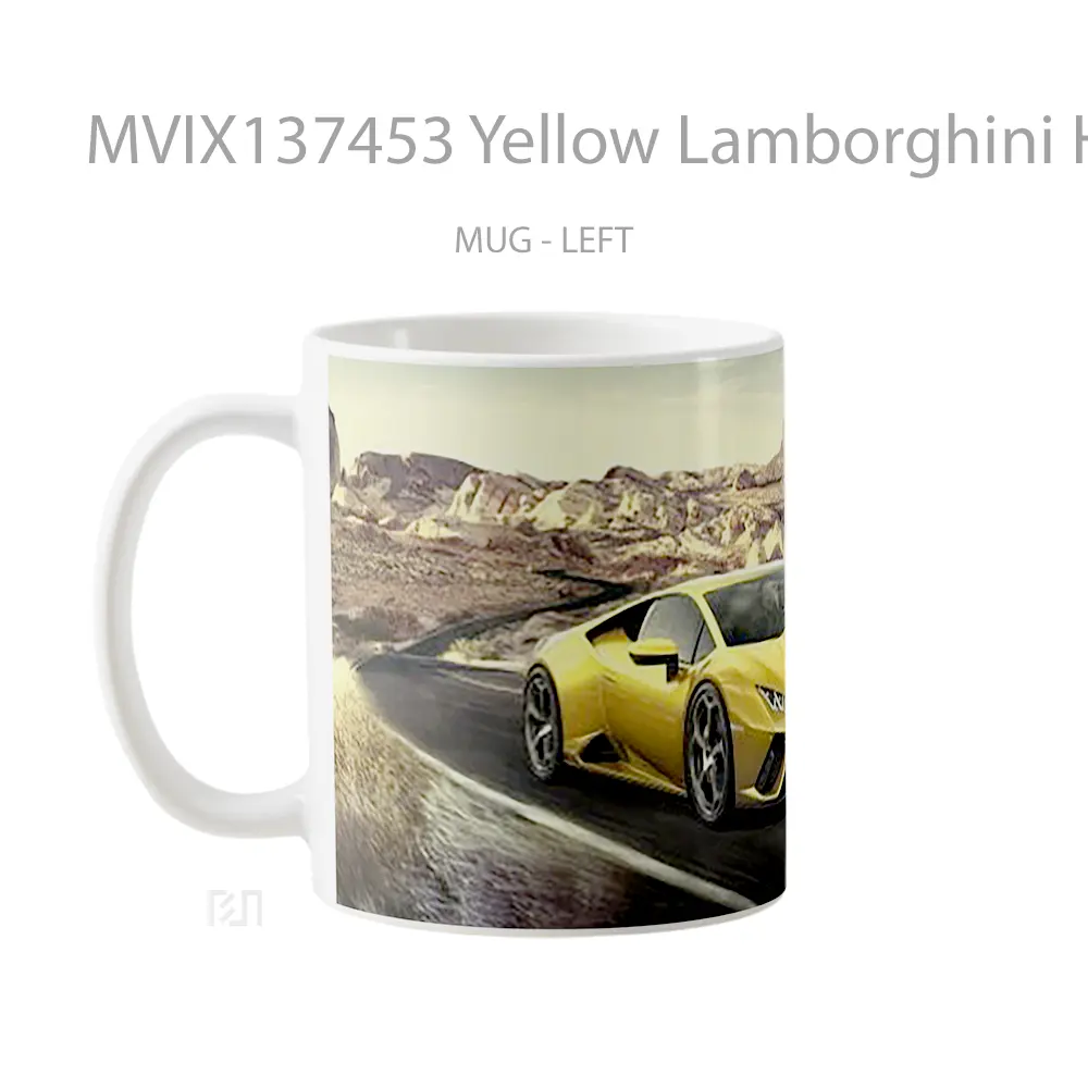 Mug Yellow Lamborghini Huracan Cangkir Mobil - All-side / Desain