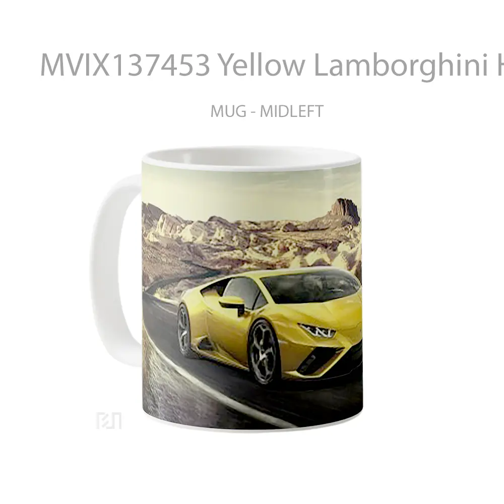 Mug Yellow Lamborghini Huracan Cangkir Mobil - All-side / Desain