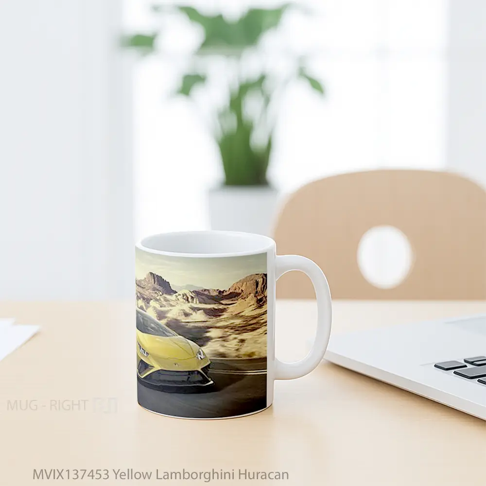 Mug Yellow Lamborghini Huracan Cangkir Mobil - All-side / Desain
