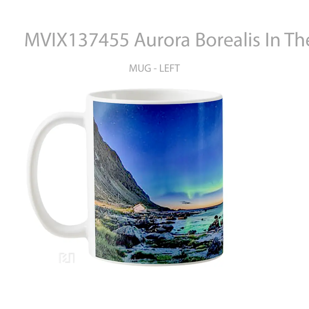 Mug Aurora Borealis In The Coastline Gelas Keramik Unik - All-side / Desain