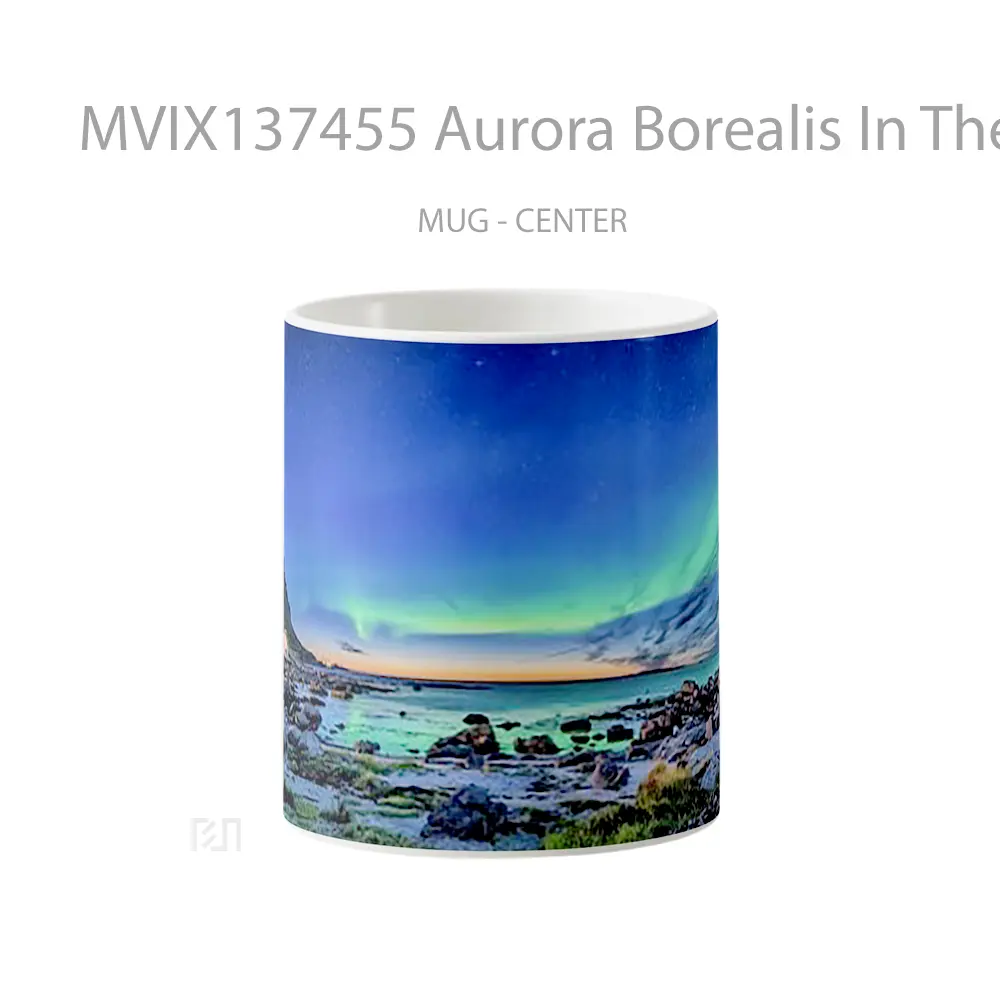 Mug Aurora Borealis In The Coastline Gelas Keramik Unik
