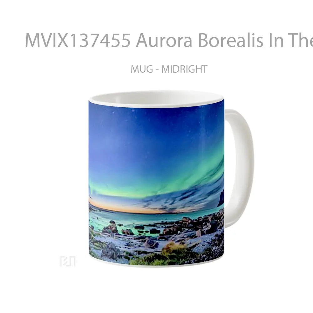Mug Aurora Borealis In The Coastline Gelas Keramik Unik - All-side / Desain