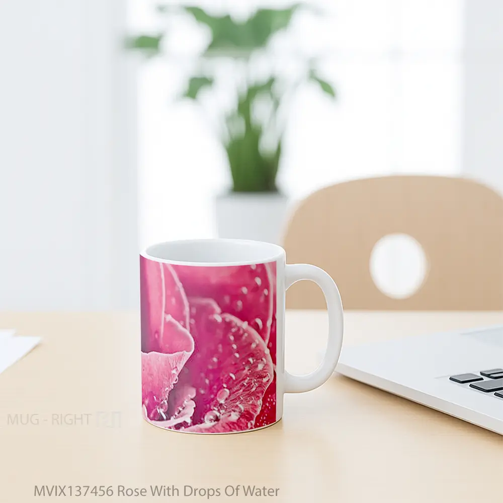 Mug Rose With Drops Of Water Gelas Pemandangan Alam - All-side / Desain