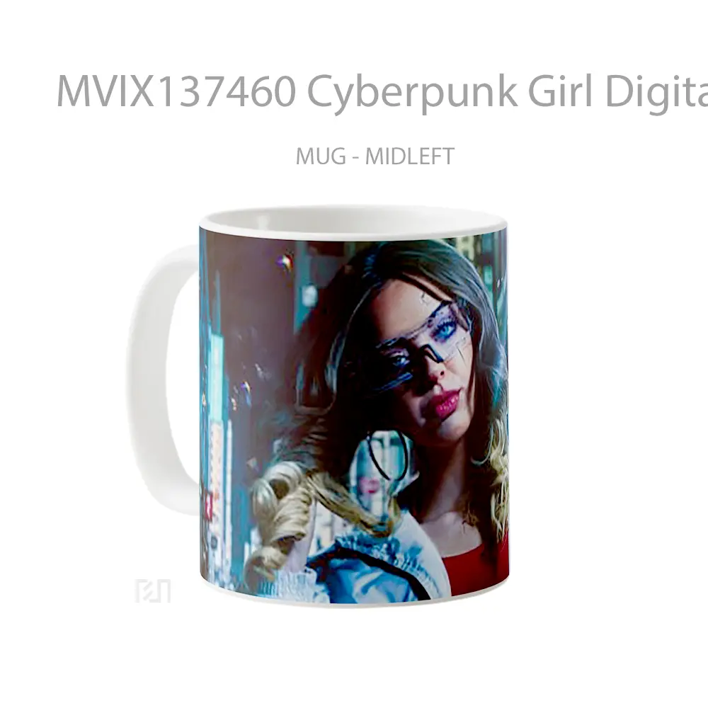 Mug Cyberpunk Girl Digital Art Cangkir Gamer - All-side / Desain