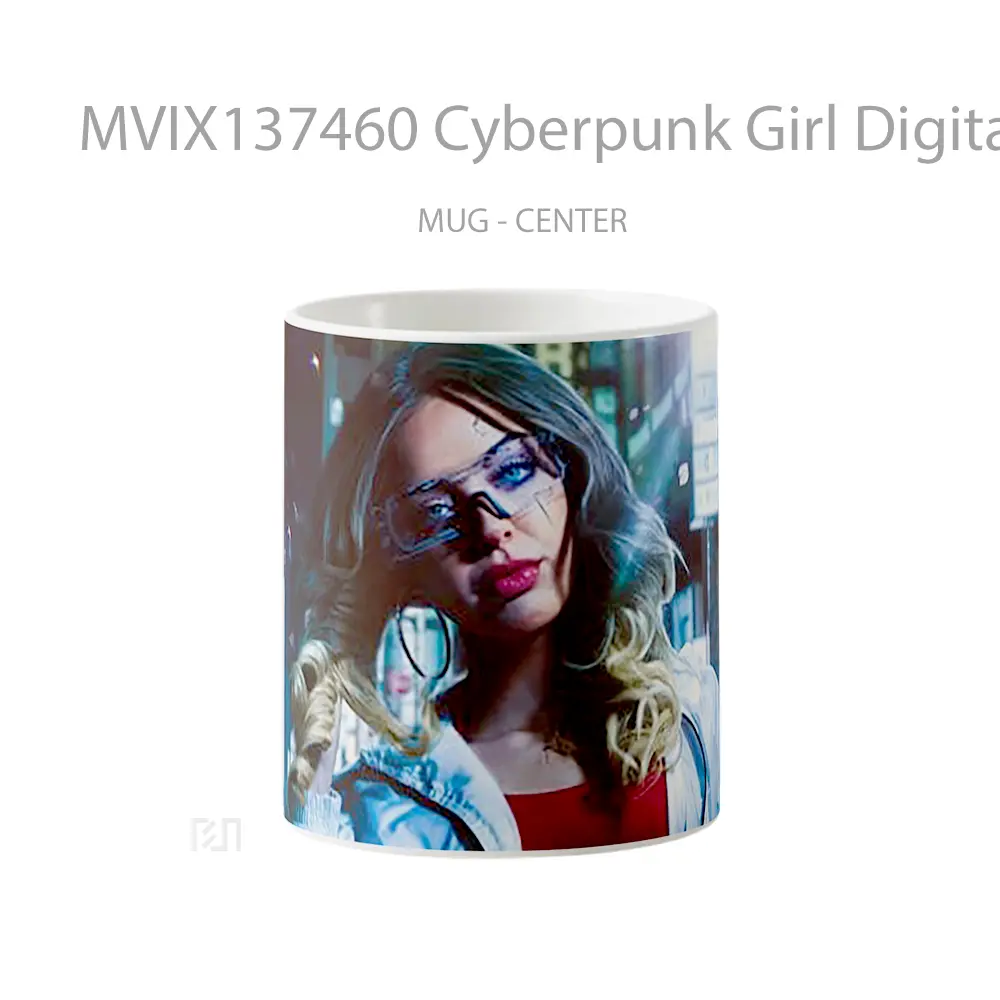 Mug Cyberpunk Girl Digital Art Cangkir Gamer