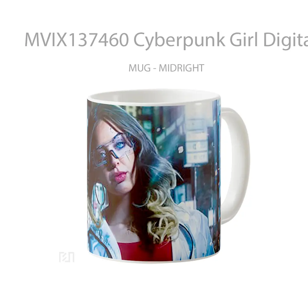 Mug Cyberpunk Girl Digital Art Cangkir Gamer - All-side / Desain