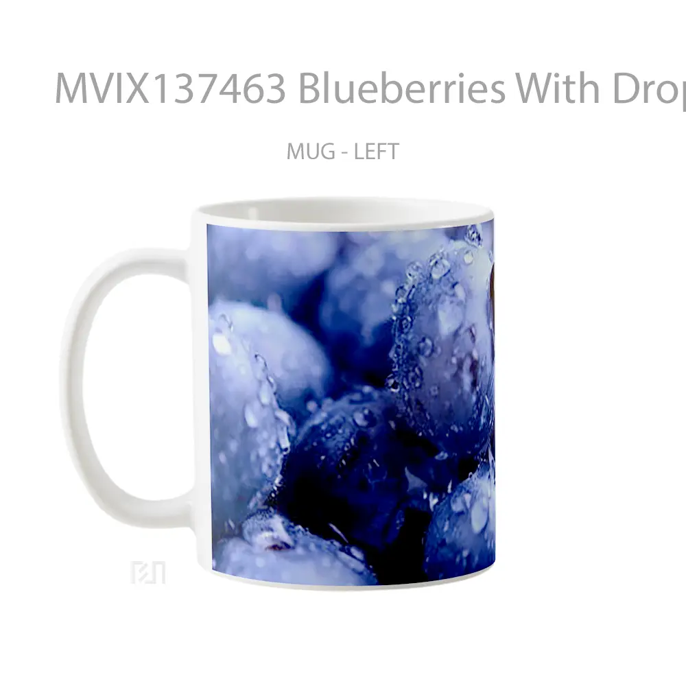 Mug Blueberries With Drops Of Water Gelas Pemandangan Alam - All-side / Desain