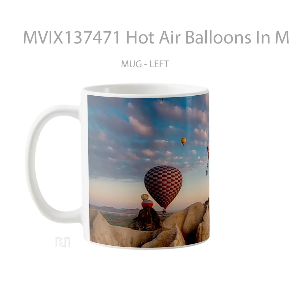 Mug Hot Air Balloons In Mountains At Sunset Gelas Pemandangan Alam - All-side / Desain