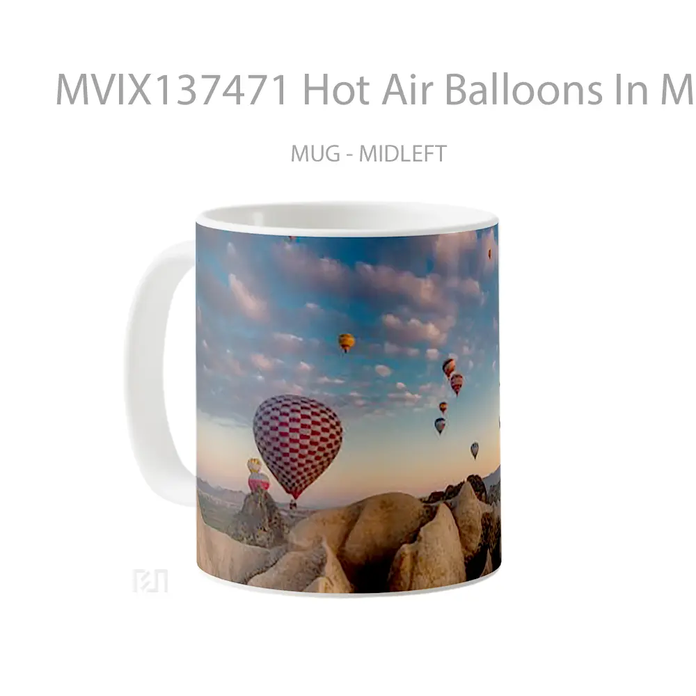 Mug Hot Air Balloons In Mountains At Sunset Gelas Pemandangan Alam - All-side / Desain