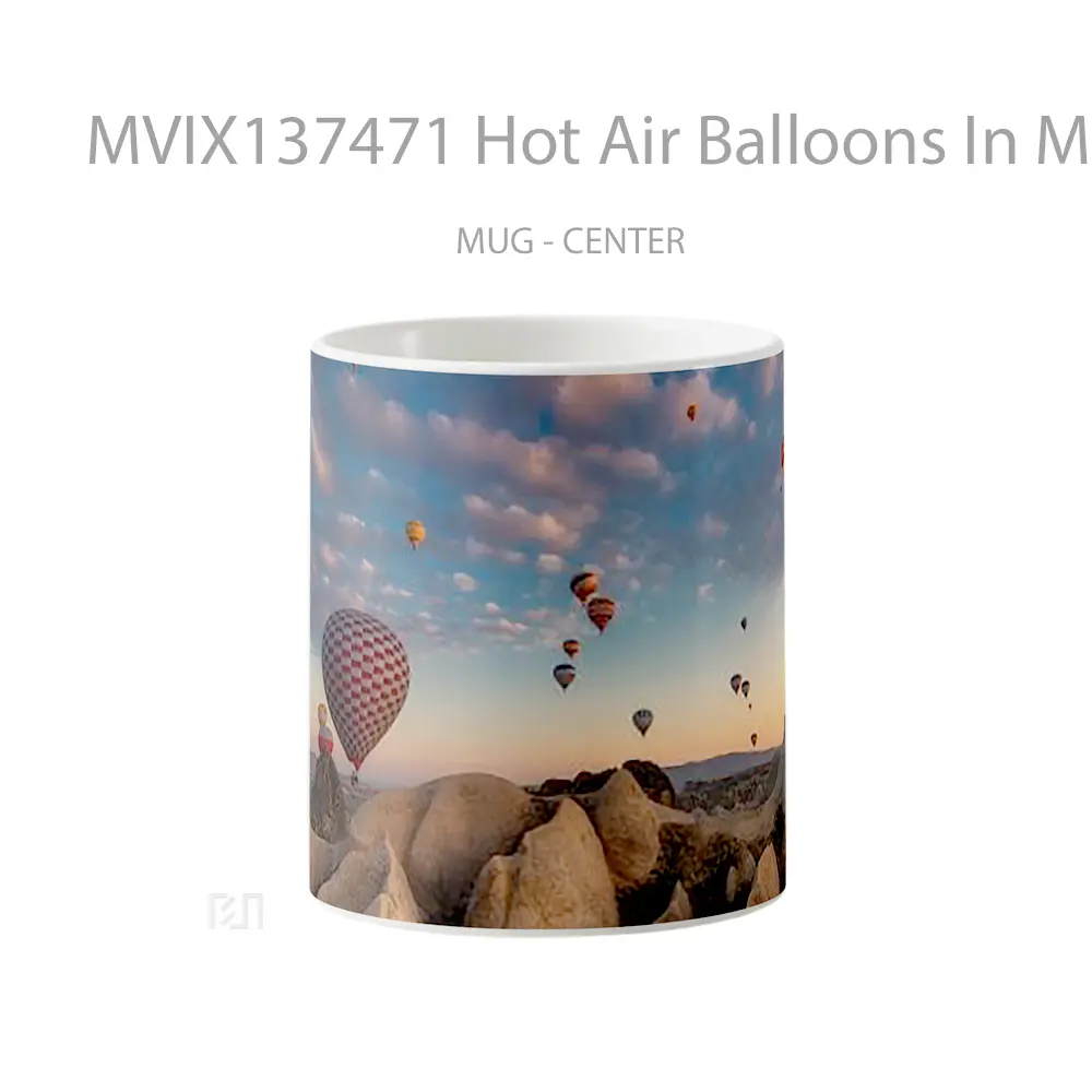 Mug Hot Air Balloons In Mountains At Sunset Gelas Pemandangan Alam