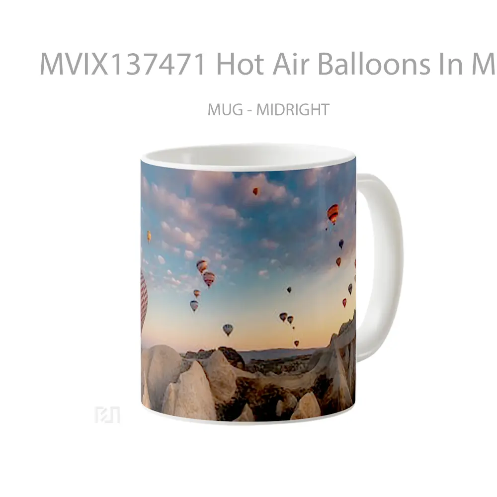 Mug Hot Air Balloons In Mountains At Sunset Gelas Pemandangan Alam - All-side / Desain