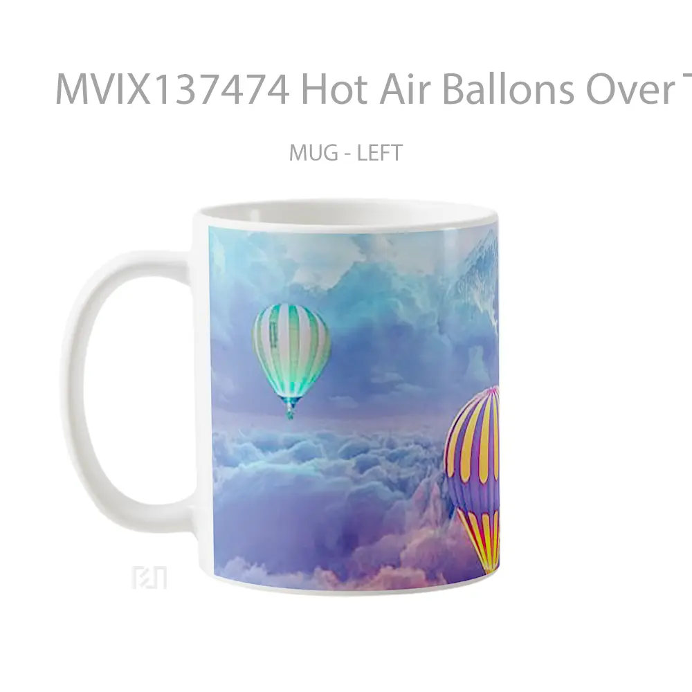 Mug Hot Air Ballons Over The Sky Gelas Pemandangan Alam - All-side / Desain