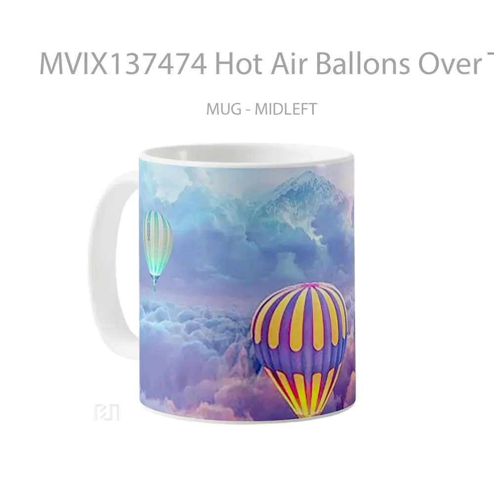 Mug Hot Air Ballons Over The Sky Gelas Pemandangan Alam - All-side / Desain