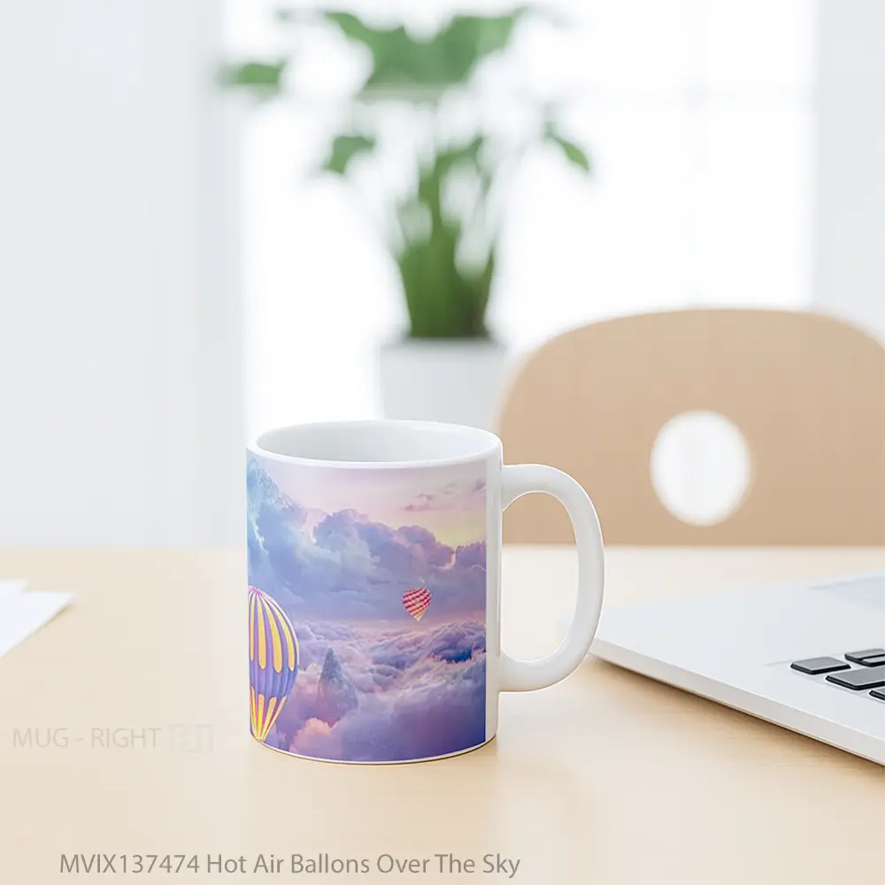 Mug Hot Air Ballons Over The Sky Gelas Pemandangan Alam - All-side / Desain