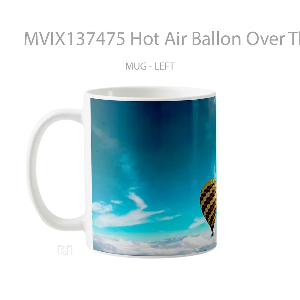 Mug Hot Air Ballon Over The Clouds Gelas Pemandangan Alam - All-side / Desain