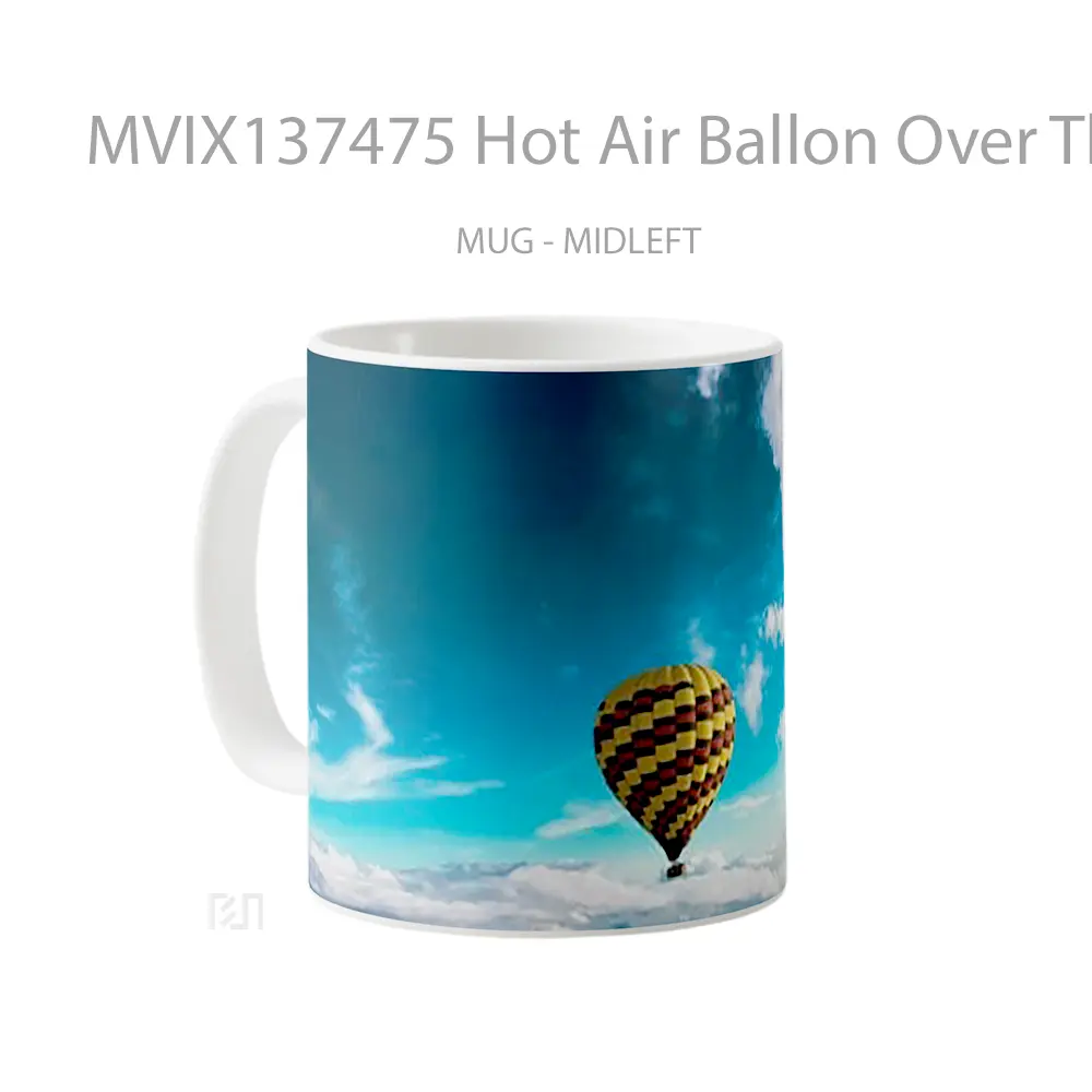 Mug Hot Air Ballon Over The Clouds Gelas Pemandangan Alam - All-side / Desain