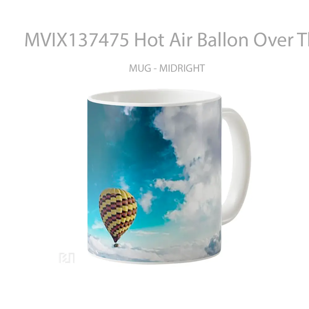 Mug Hot Air Ballon Over The Clouds Gelas Pemandangan Alam - All-side / Desain