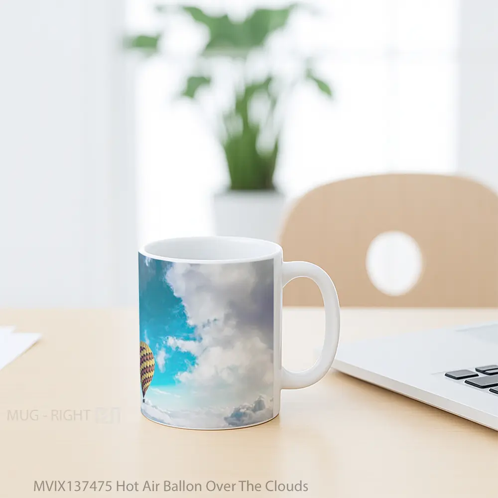 Mug Hot Air Ballon Over The Clouds Gelas Pemandangan Alam - All-side / Desain