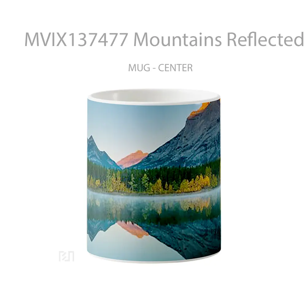 Mug Mountains Reflected In Lake At Sunset Gelas Pemandangan Alam