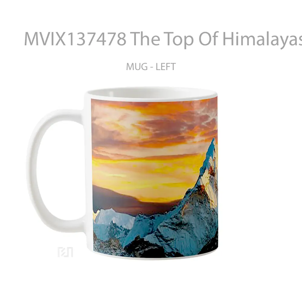 Mug The Top Of Himalayas Mountains At Sunset Gelas Pemandangan Alam - All-side / Desain