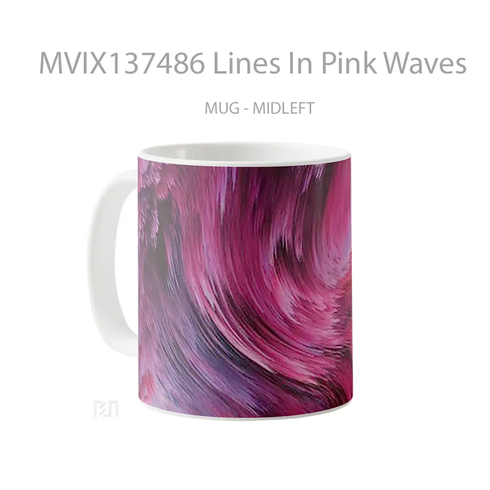 Mug Lines In Pink Waves Gelas Keramik Unik - All-side / Desain