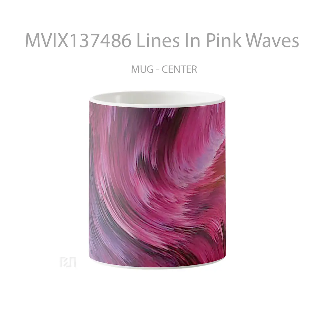 Mug Lines In Pink Waves Gelas Keramik Unik