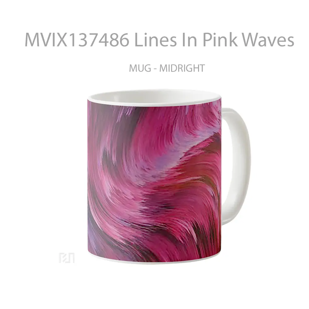Mug Lines In Pink Waves Gelas Keramik Unik - All-side / Desain